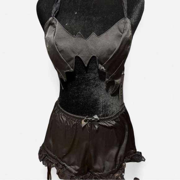 Dolls Kill Other - Elegant Black Satin Sleepwear Set